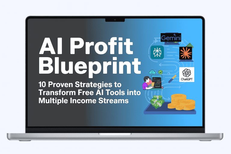 AI Profit Blueprint Review feature image showing the program’s title and AI income strategy graphics