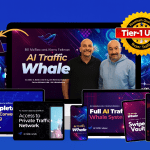 AI Traffic Whale Review featured image showing the AI Traffic Whale system, creators, and product mockups