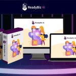 ReadyBiz AI Review product dashboard and packaging preview