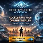 DeepSeek AI Mastery Review feature image showing AI technology, automation, and online wealth concept