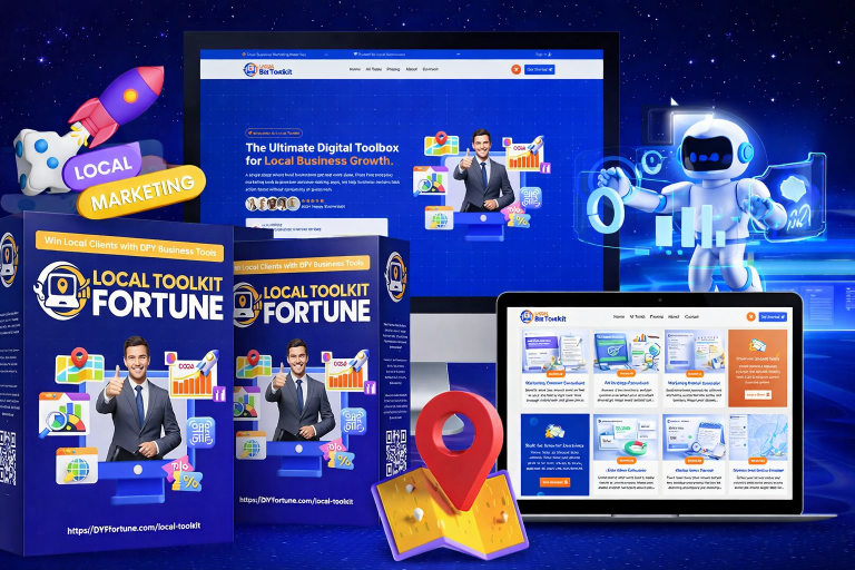 Local Toolkit Fortune Review showing done for you local business tools website dashboard and features