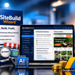SiteBuild Wizard Review 2026 AI website builder dashboard and local business finder tool interface
