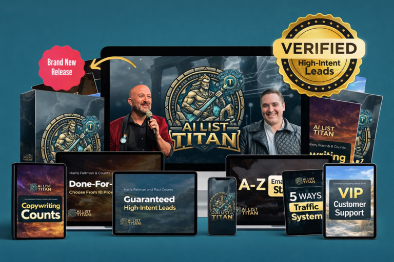 AI List Titan Review 2026 dashboard and features overview with funnels, leads and email marketing system