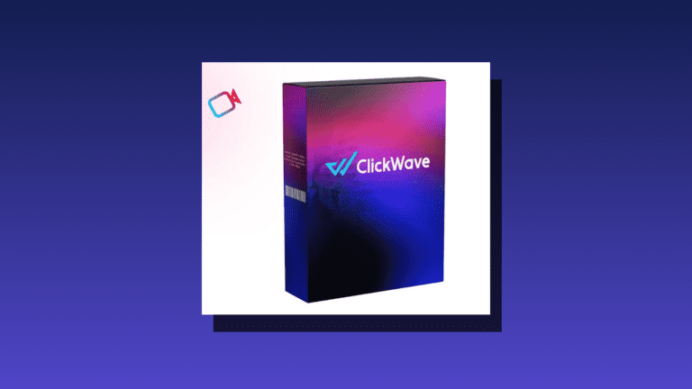 ClickWave Review 2026 3D product mockup showing AI traffic and affiliate marketing software