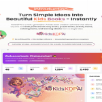 KidsKDPAI Wizard Review dashboard showing AI kids book creator software for KDP publishing