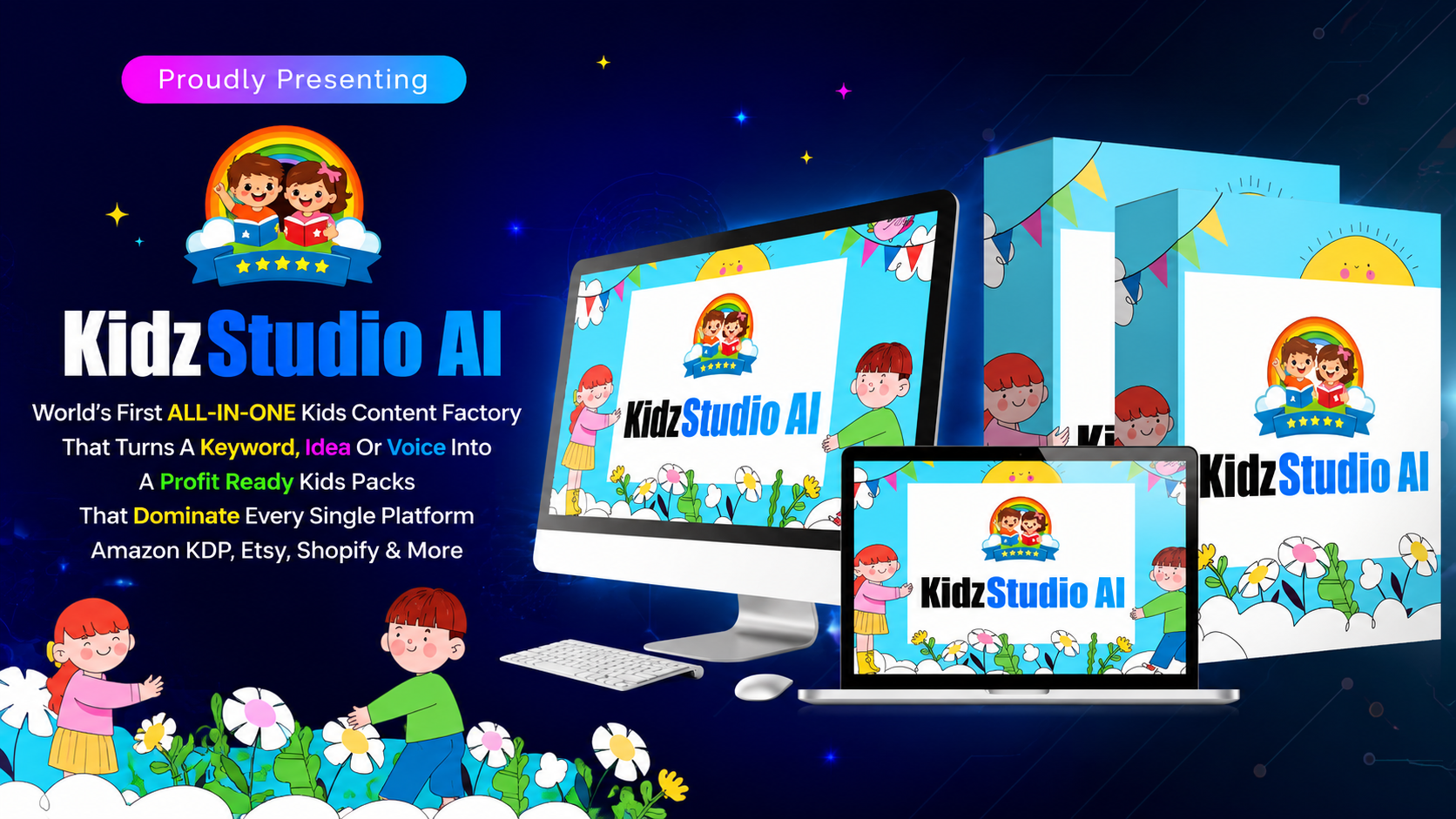 KidzStudio AI Review 2026 feature image showing AI-powered kids content creator for coloring books, audiobooks, storybooks, puzzle books and animated videos