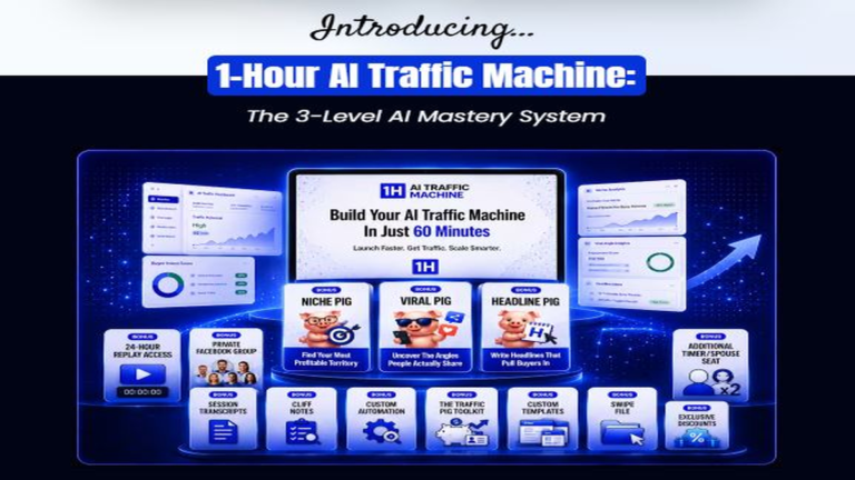 1H AI Traffic Machine Review 2026 dashboard and AI traffic generation training system overview