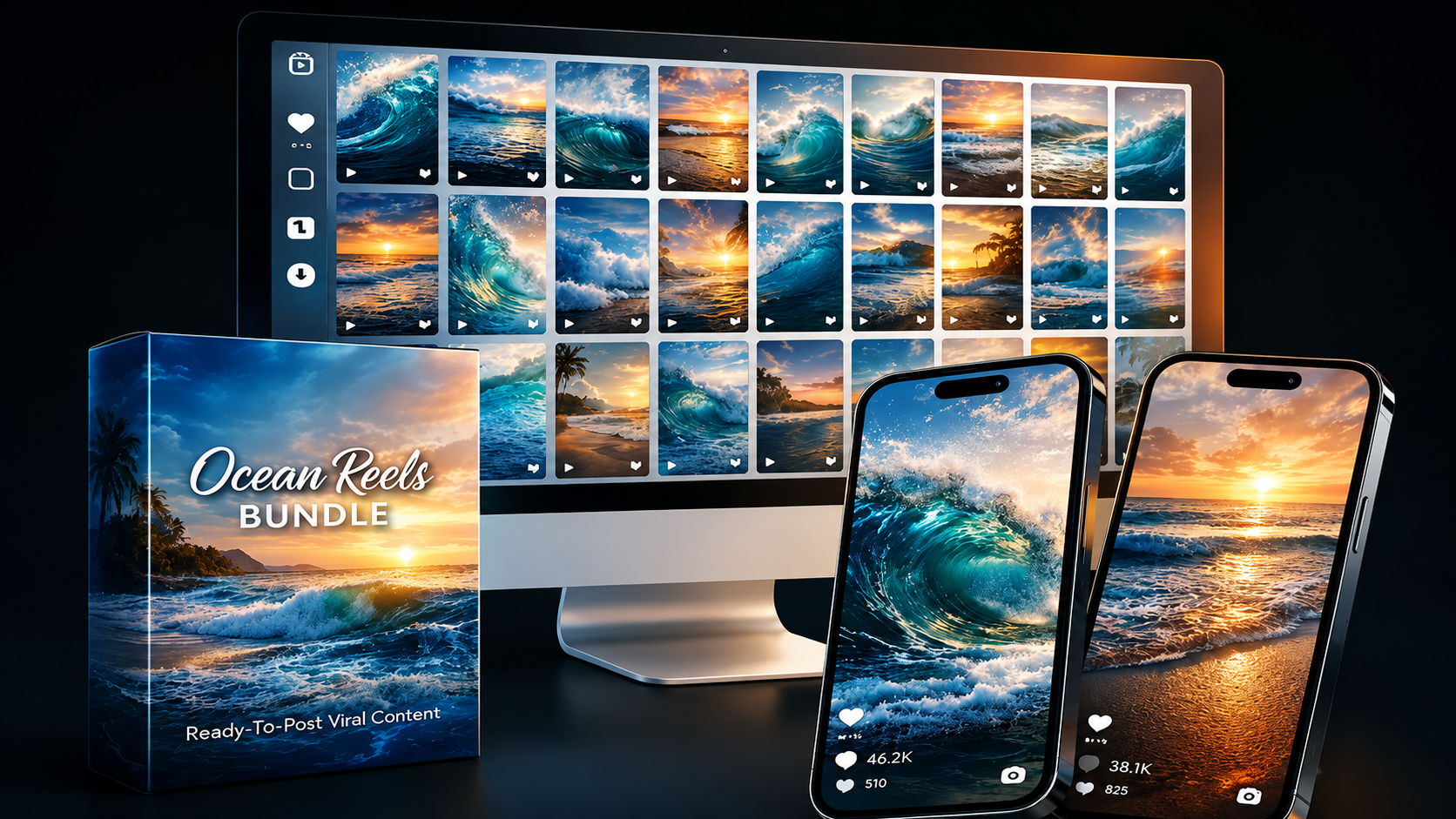 Ocean Viral Videos Review 2026 showcasing the Ocean Reels Bundle with viral ocean video content for YouTube Shorts TikTok and Instagram Reels
