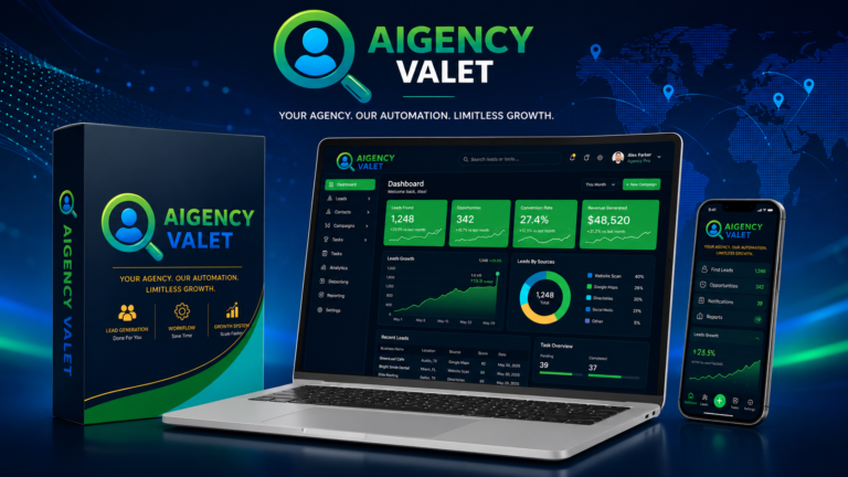 Aigency Valet vDFY Review – AI-powered lead generation and business intelligence platform dashboard for agencies and freelancers