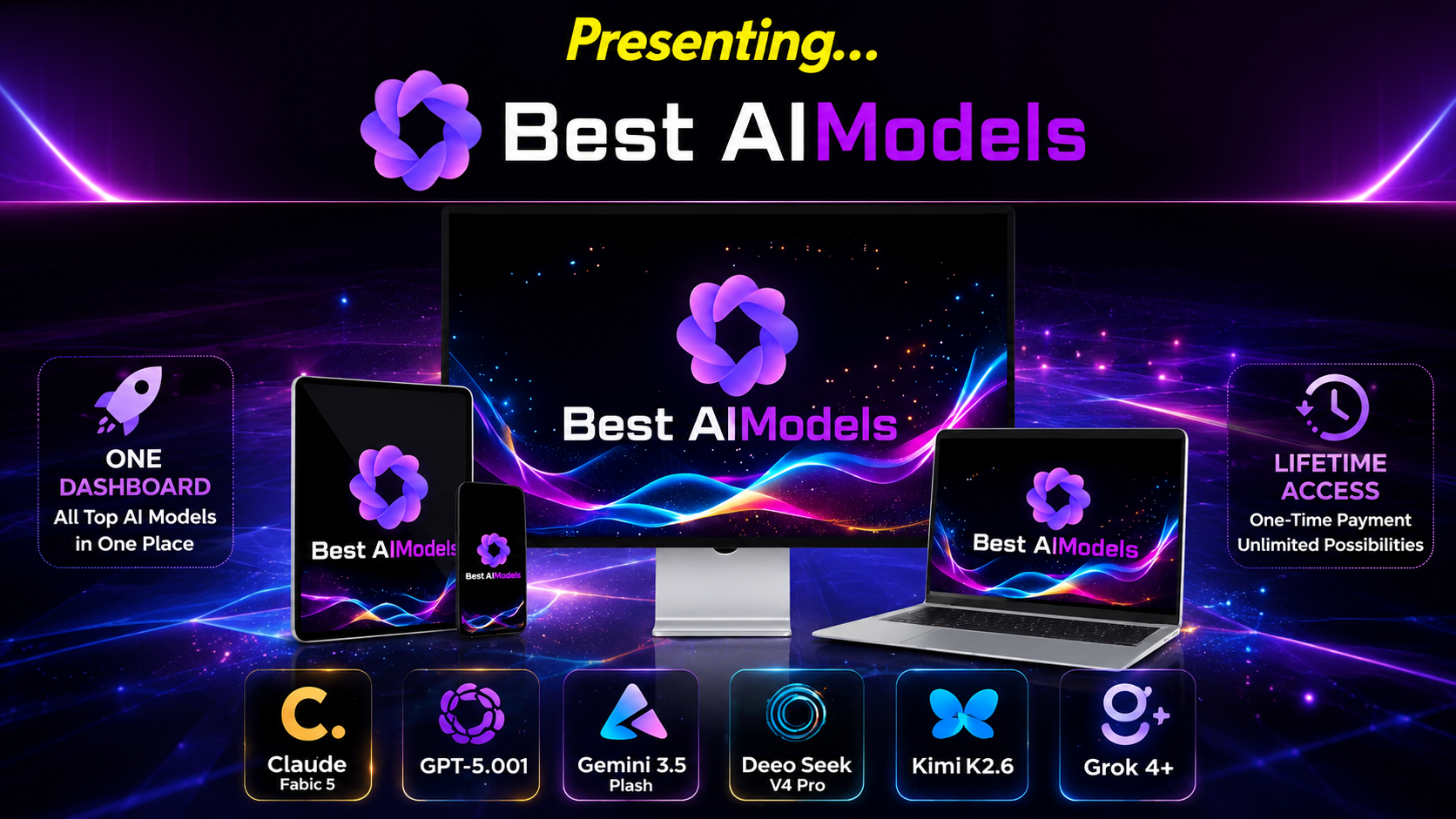 Best AIModels Review 2026 feature image showing the Best AIModels dashboard with multiple AI models including GPT, Claude, Gemini, DeepSeek, Kimi, and Grok.