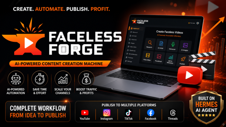Faceless Forge AI Review – AI YouTube Automation Software with Hermes AI Agent for Faceless Content Creation