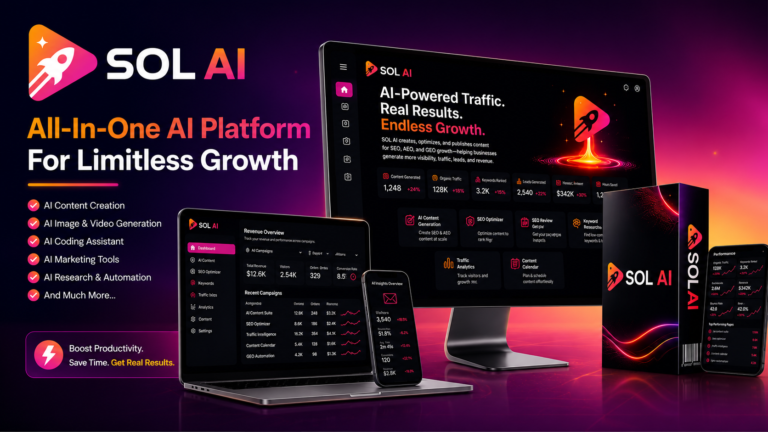 SOL AI Review 2026 feature image showcasing the all-in-one AI platform for content creation, marketing, coding, and automation