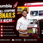 Thumble Review – AI YouTube Thumbnail Creator software dashboard with AI-generated thumbnail examples and commercial branding features