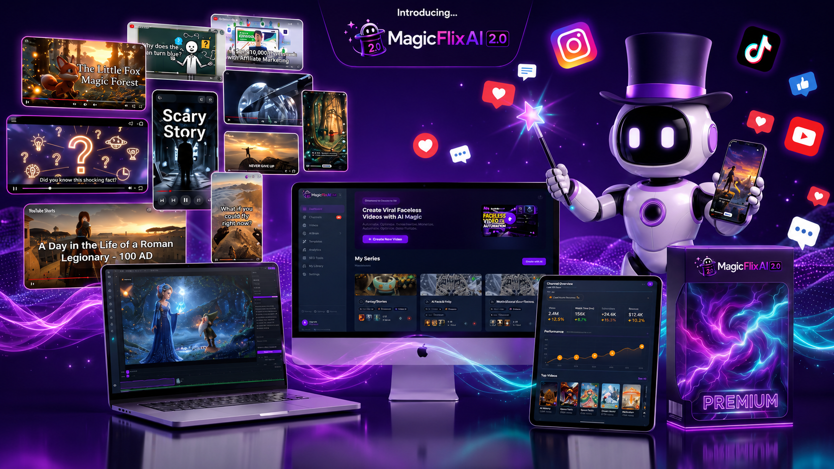 MagicFlixAI 2.0 Review 2026 AI faceless video generator dashboard and features