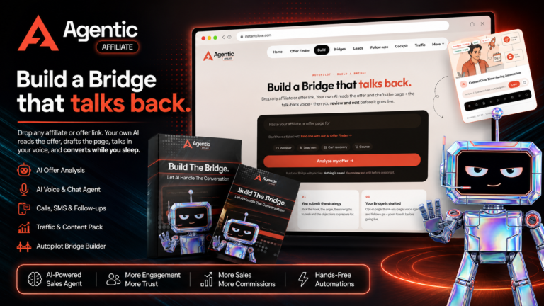 Agentic Affiliate Review 2026 featuring AI sales agent and affiliate marketing automation