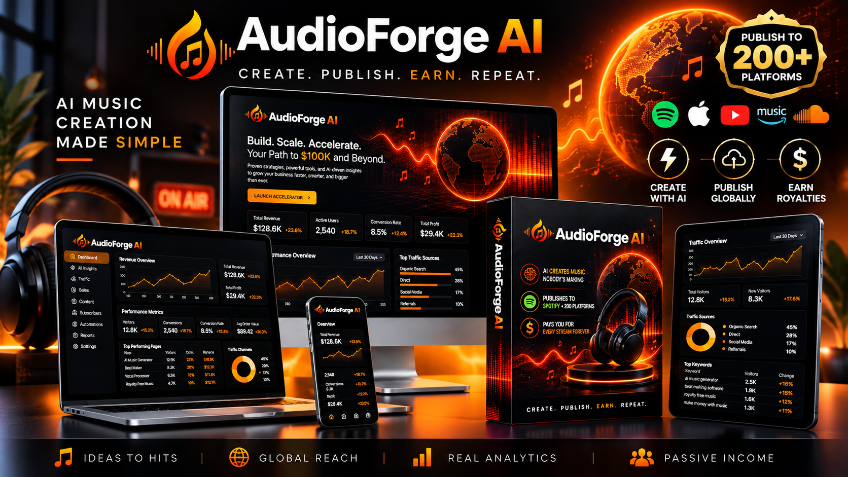 AudioForge AI Review feature image showing AI music creation and publishing platform