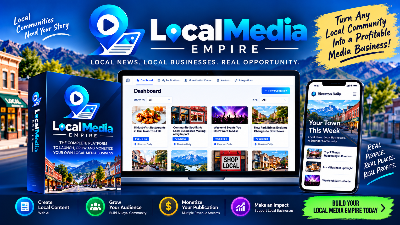 Local Media Empire Review 2026 featuring AI powered local media publishing platform