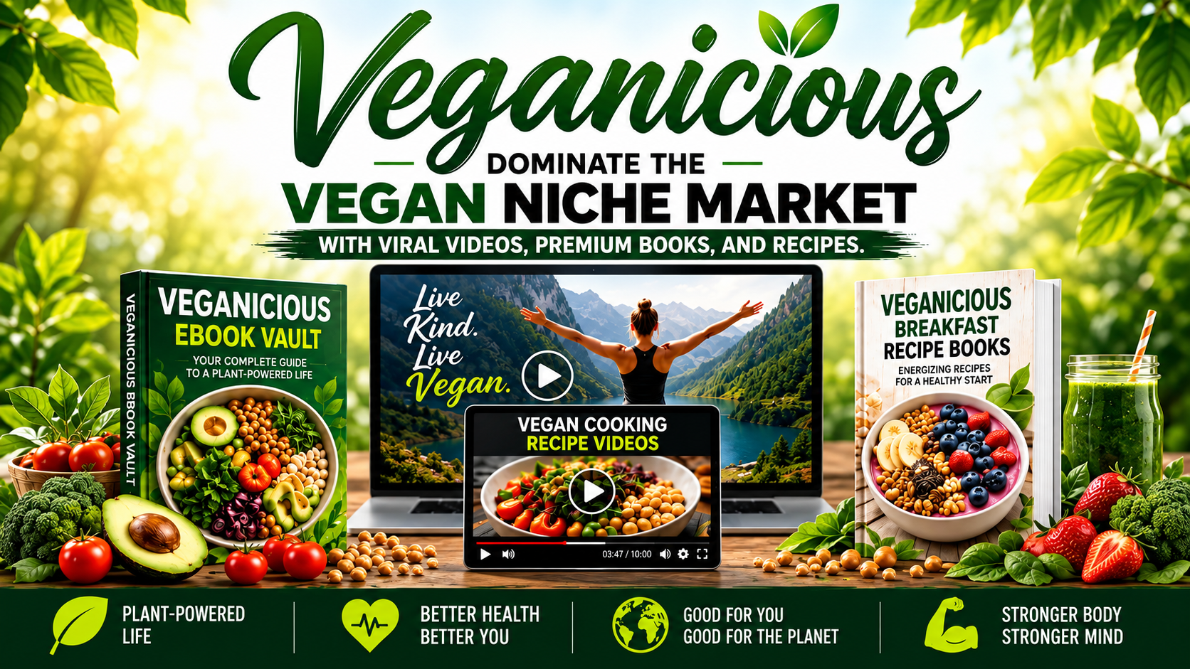 Veganicious vegan PLR content bundle product image