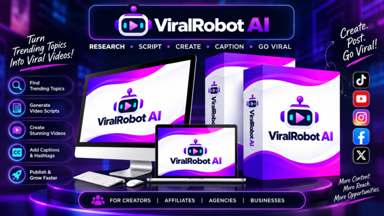 ViralRobot AI Review 2026 feature image showing the AI video creation platform and social media content tools